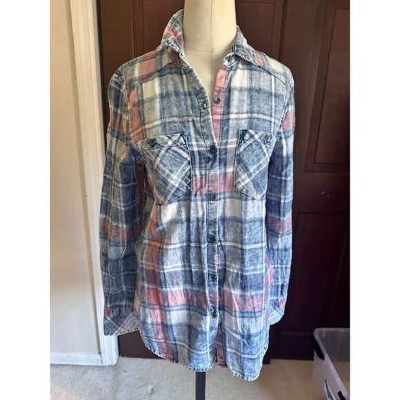 True Religion plaid button down flannel shirt with a vintage look Small - Picture 4 of 6